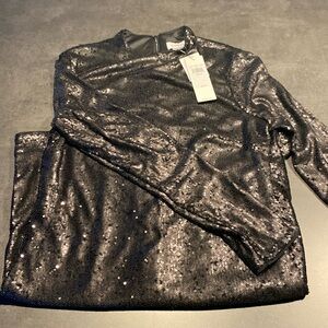 Calvin Klein black glitter mock neck dress. New. Tags attached